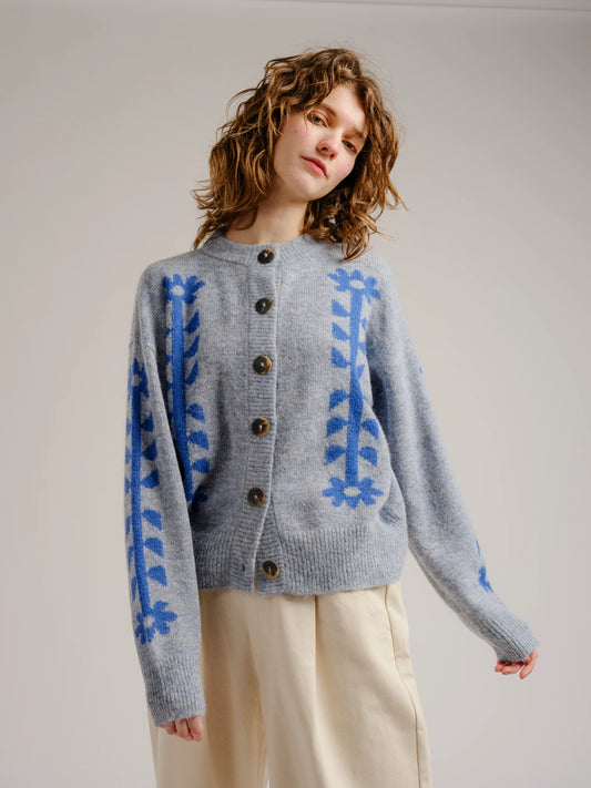 Flower Power Cardigan - Bluebell