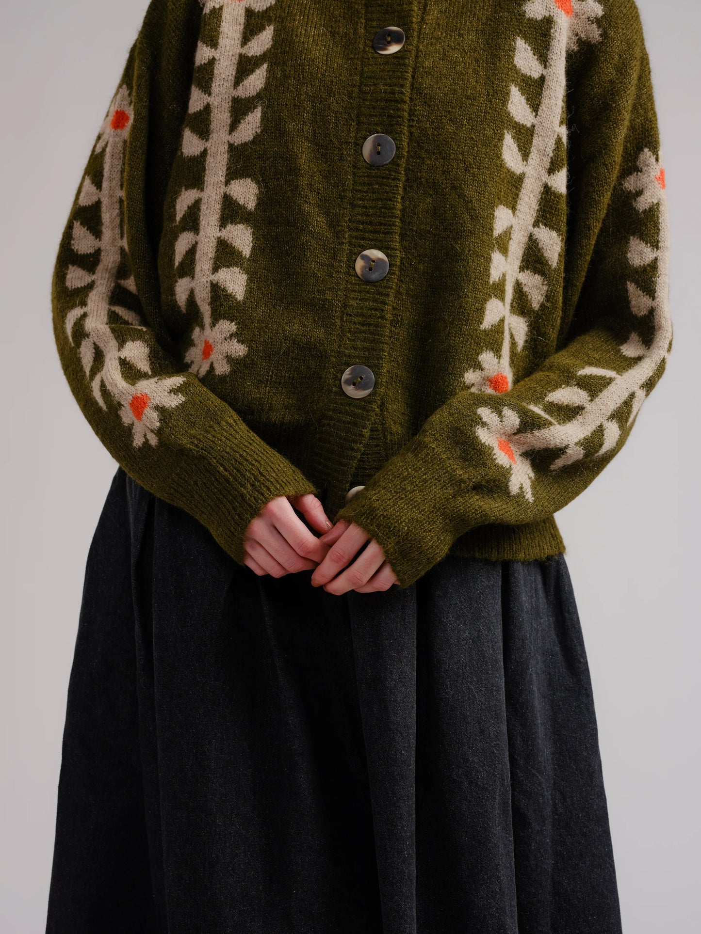 Flower Power Cardigan - Moss