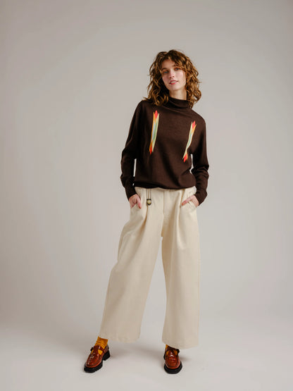 Butterfly Intarsia Turtleneck - Walnut