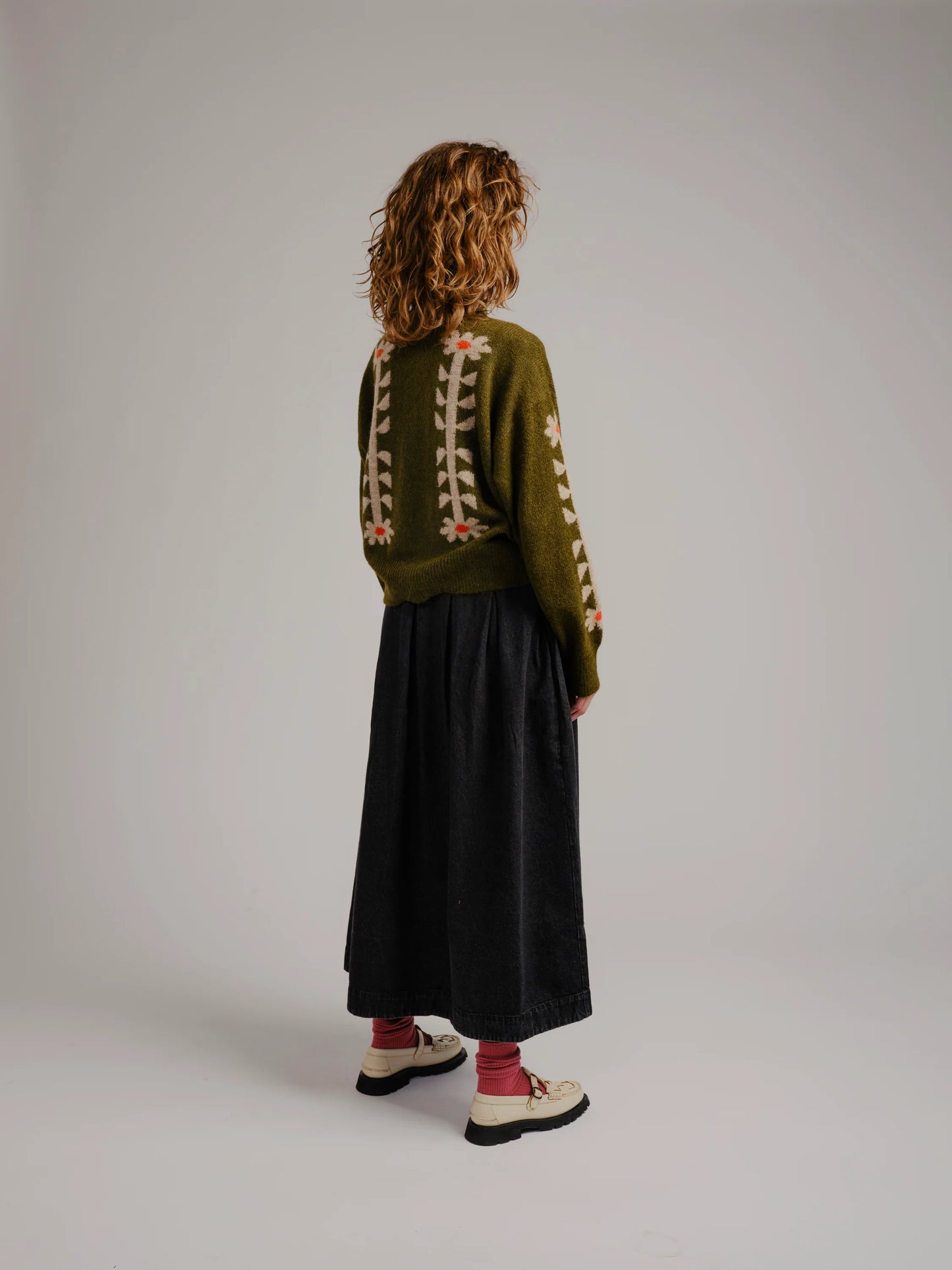 Flower Power Cardigan - Moss