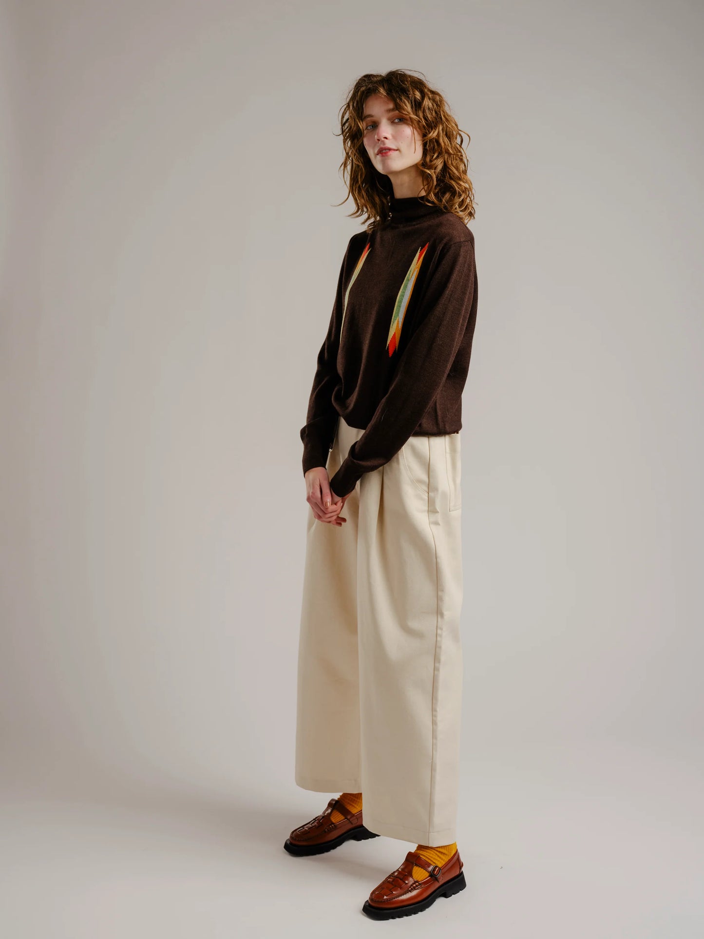 Butterfly Intarsia Turtleneck - Walnut