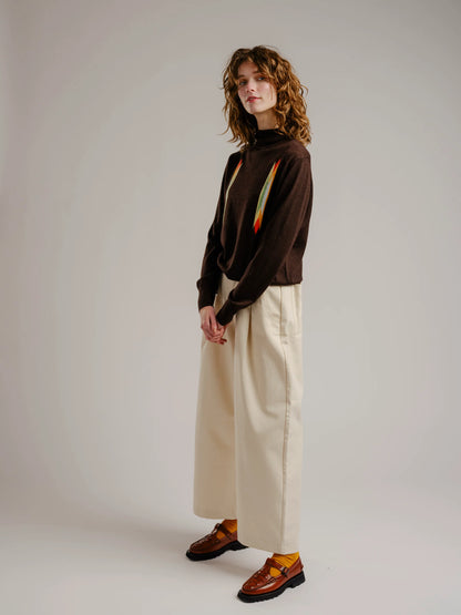 Butterfly Intarsia Turtleneck - Walnut