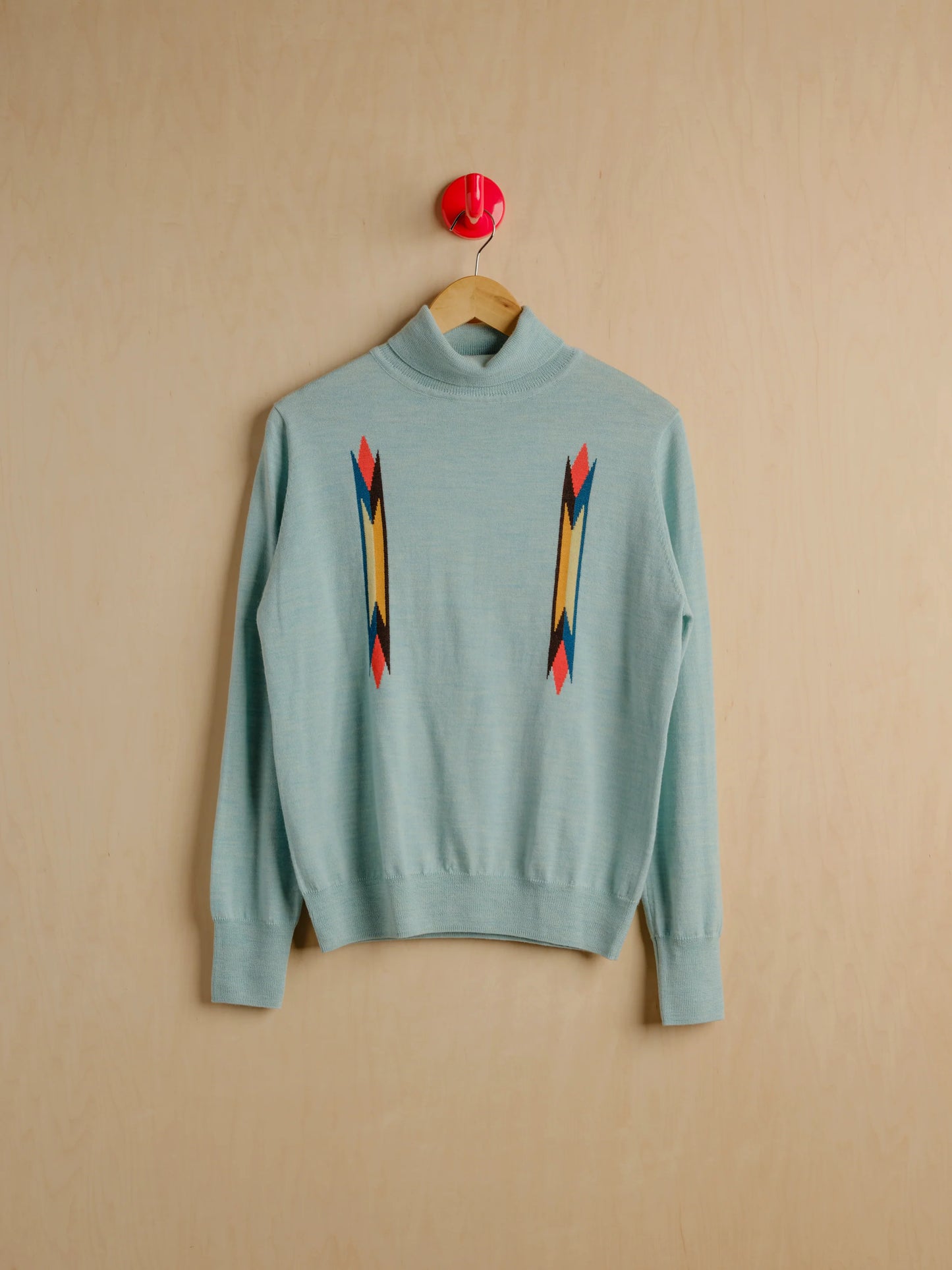 Butterfly Intarsia Turtleneck - Sky