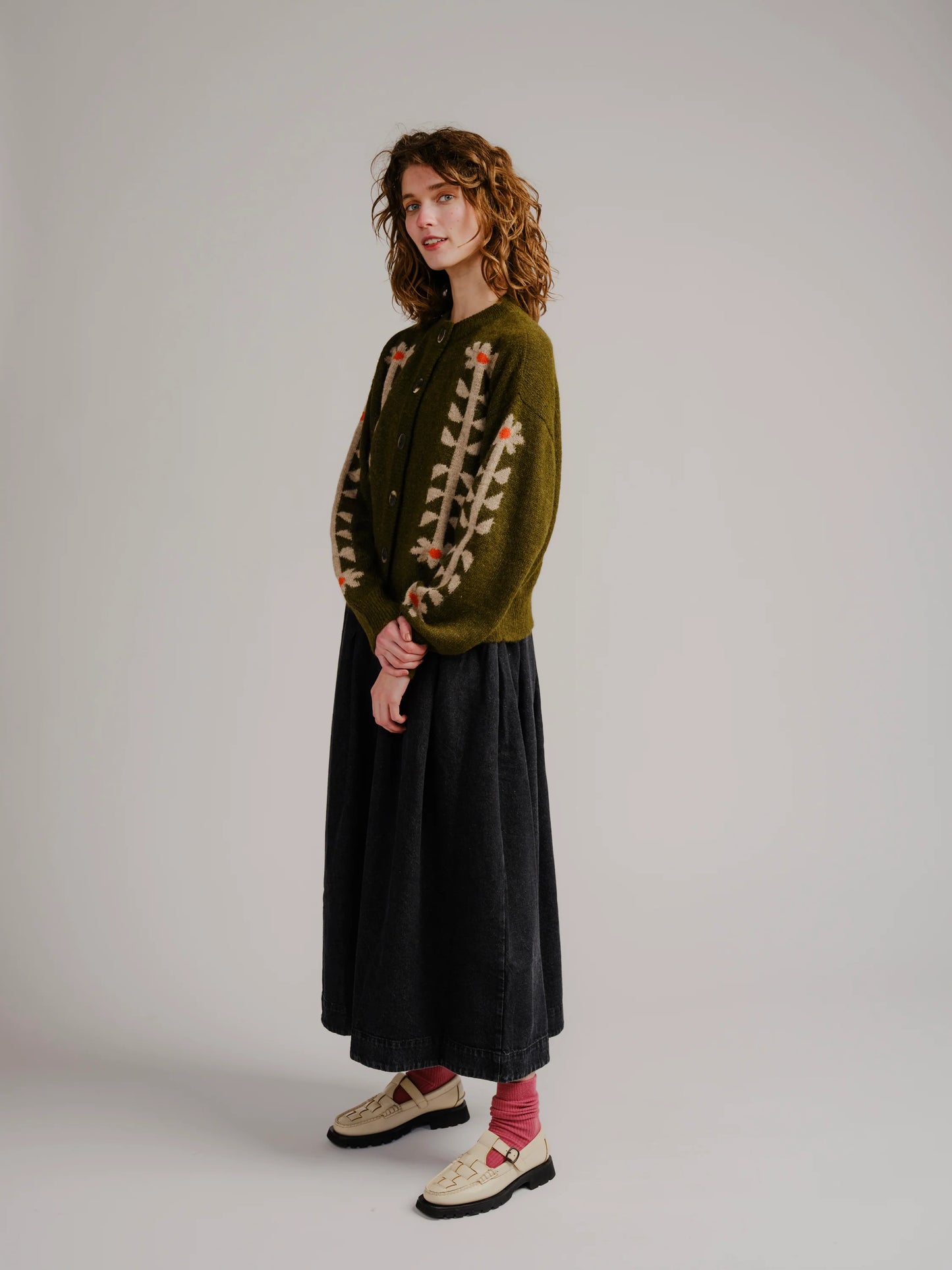 Flower Power Cardigan - Moss