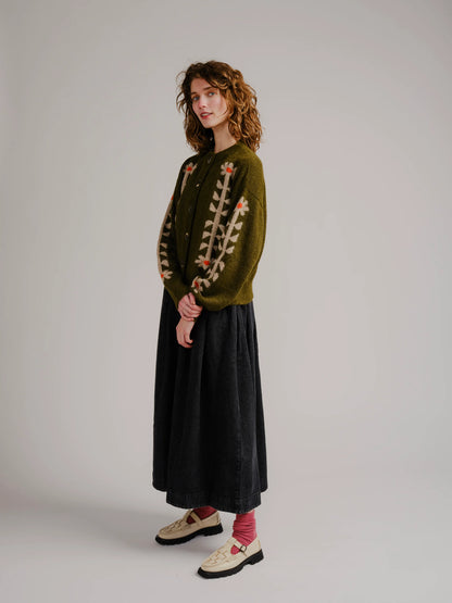 Flower Power Cardigan - Moss