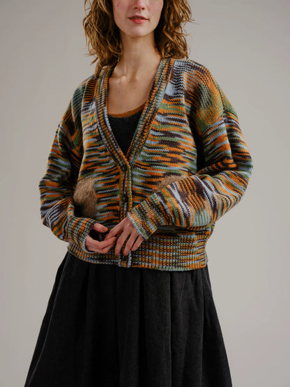 Space Dye Dot Cardigan - Storm