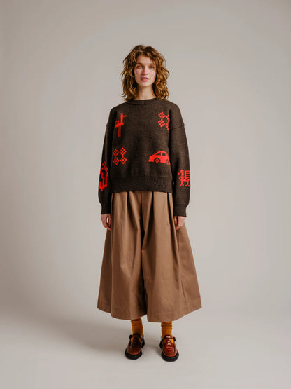 X90 + Birds Sweater - Walnut