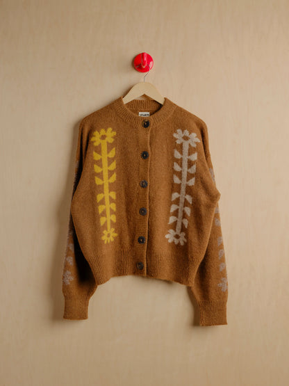 Flower Power Cardigan - Bark
